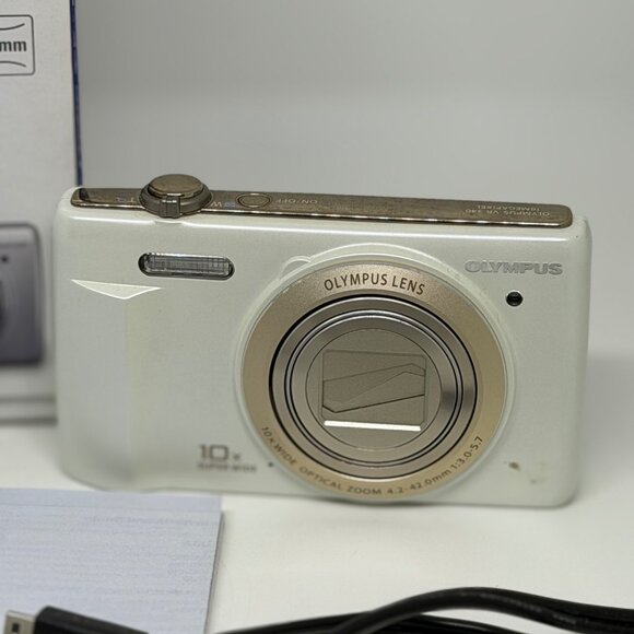 Olympus VR-340 16MP Digital Camera Silver 10x Optical Zoom w/ Box & Manuals - Picture 4 of 10